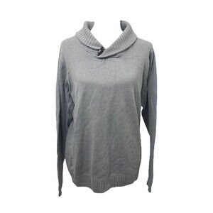 Method Women's Sweater Grey Tight Knit Long Sleeve Collared Size Large